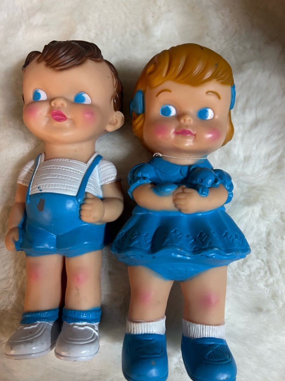 Vintage Blue Rubber Doll Pair - Kids Toys